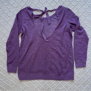 Victoria's Secret Purple Low Back with Tie Crewneck Sweater Soft Large L
